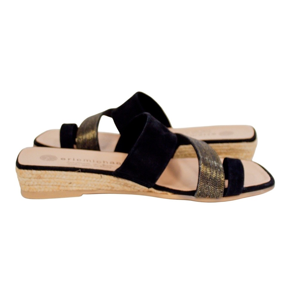 ERIC MICHAEL 'Claudia' Toe Ring Sandal Black Women's Size 7- Casual Chic - Picture 3 of 9